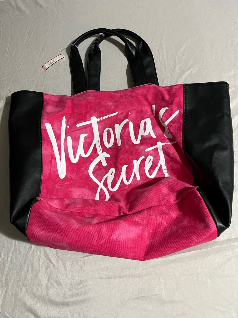 Victoria's Secret Pink & Black Canvas Tote Bag New with Tags